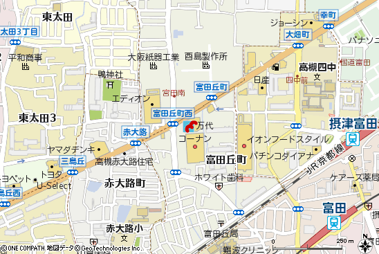 高槻富田丘店付近の地図